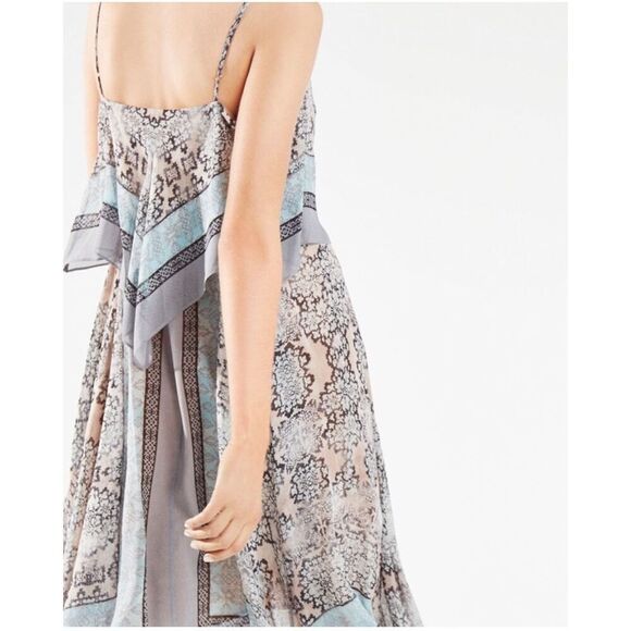 BCBGMaxazria Novah Scarf Pastel Print Chiffon Dress - Picture 3 of 8
